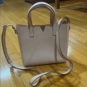 Vince Blush Pink Leather Tote with Crossbody Strap